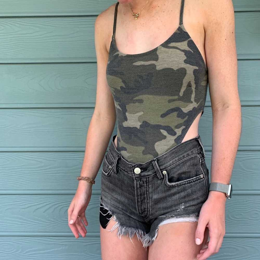 High cut camo body suit